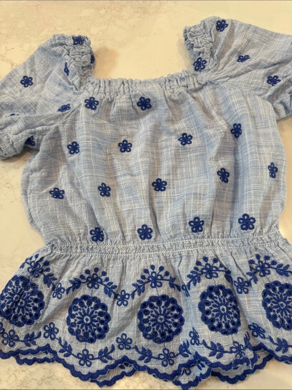 Gymboree Light Blue Embroidered Peplum Top with matching pants